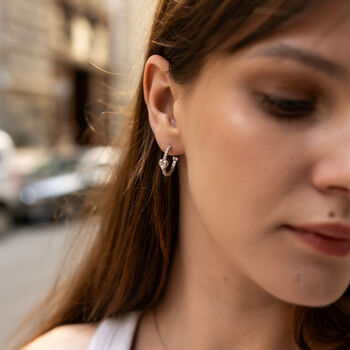 Hoop Heart Pave Sterling Silver Earrings, 10 of 12