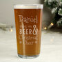 Personalised 'Runs On Beer And Christmas Cheer' Pint Glass, thumbnail 1 of 6