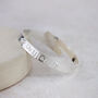 Sterling Silver Personalised Hand Stamped Christening Bangle, thumbnail 2 of 7