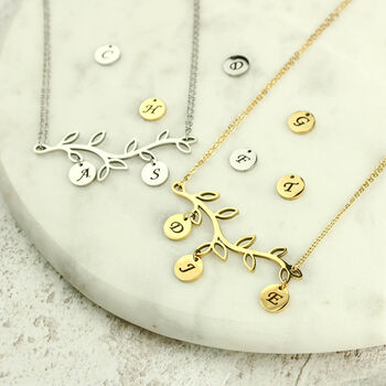 Personalised Family Tree Initials Necklace, Silver Or Gold Tone, 3 of 12