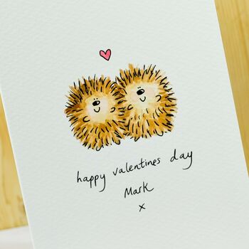 Personalised Hedgehogs In Love Handmade Card, 5 of 6