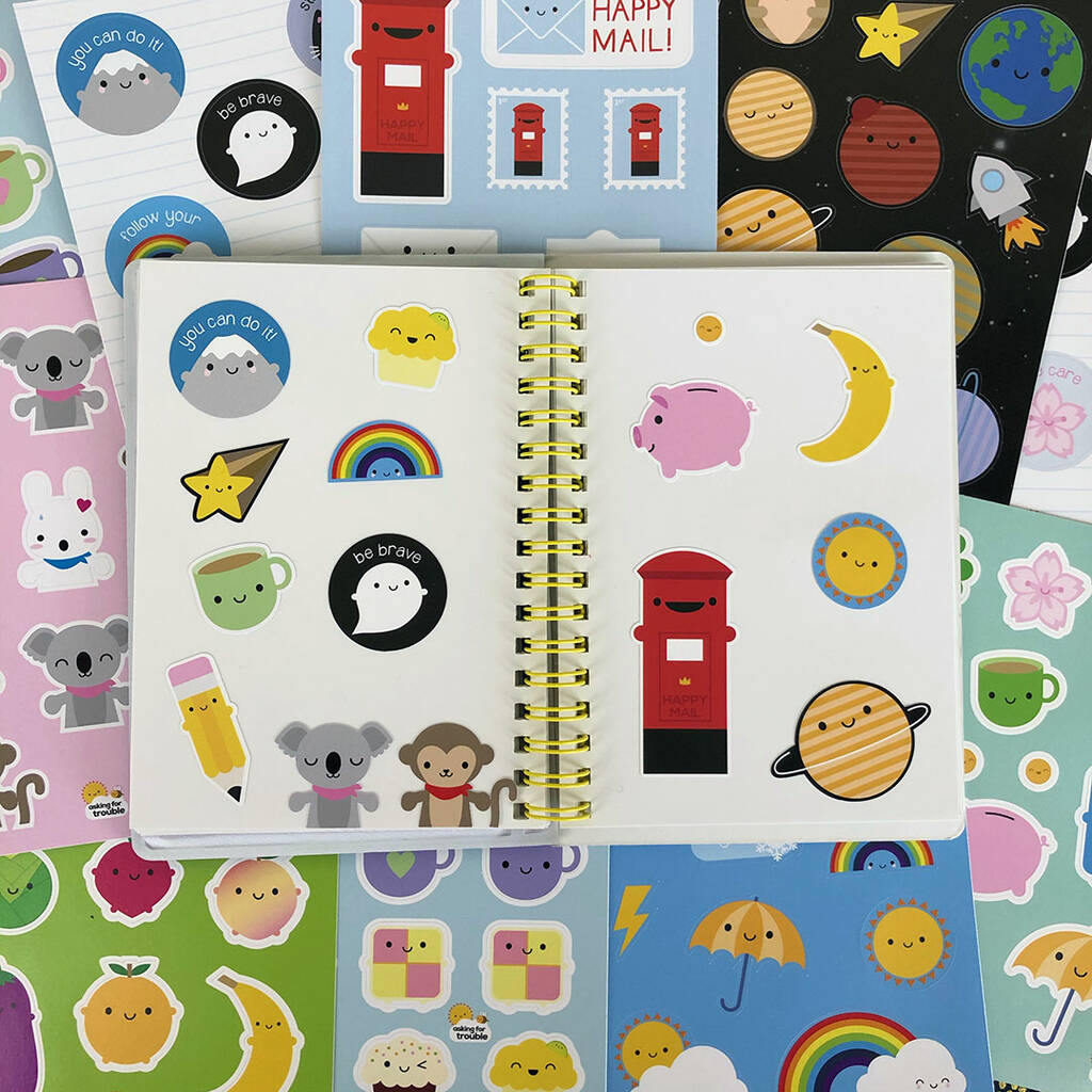 Kawaii Sticker Sheets Food, Self Care, Space, Animals, 1 of 11