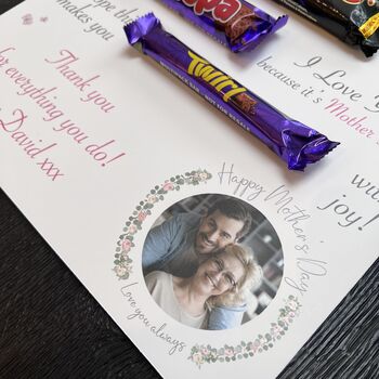 Personalised Mothers Day Chocolate Message Photo Board, 8 of 8