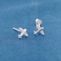 Plane Cz Stud Earrings, 925 Sterling Silver, thumbnail 4 of 7