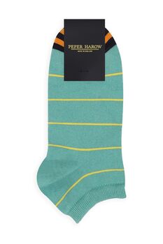 Thin Stripe Black And Teal Men's Trainer Socks Bundle, 3 of 5