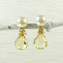 Citrine And Pearl Drop Earrings, thumbnail 3 of 4