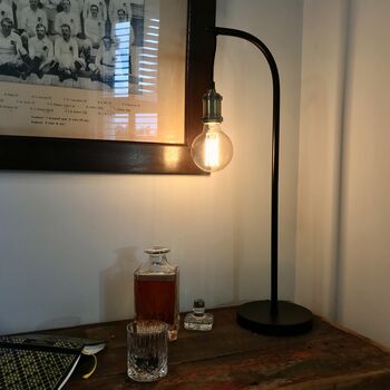 Black Industrial Table Desk Lamp Incl Vintage Bulb, 4 of 5