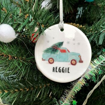 Ceramic Decoration With Retro Car And Christmas Tree, 4 of 4