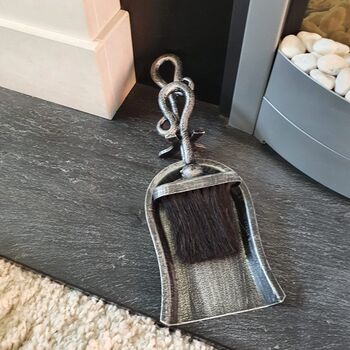 Steel Brush And Pan Set Hearth Tidy For Fireplaces Gift, 4 of 9