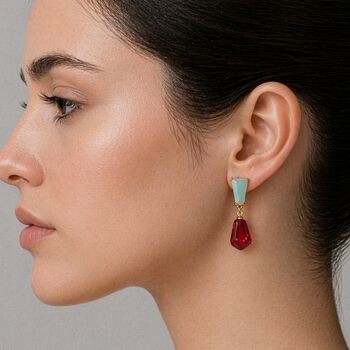Pomegranate Red And Seafoam Earrings, 2 of 11