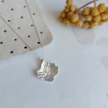 Hydrangea Pressed Flower Necklace Sterling Silver, 4 of 10