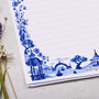 A4 Letter Writing Paper Blue Oriental Design, thumbnail 2 of 4