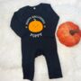 Personalised First Halloween Pumpkin Babygrow, thumbnail 2 of 3