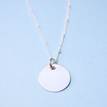 Blanca Sterling Silver Disc Minimal Necklace Ball Chain, 3 of 4