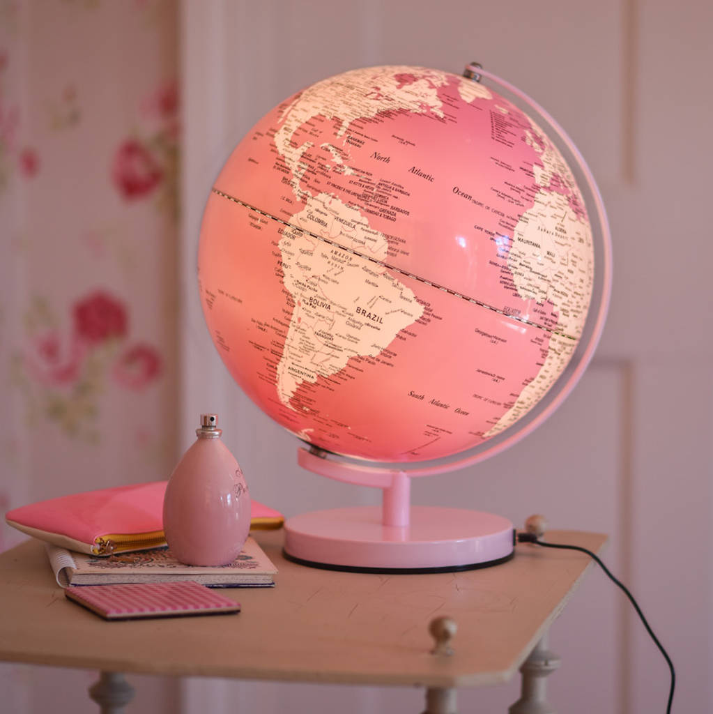 Illuminated Pearl Pink Globe By, Illuminated Globe Table Lamps Canada