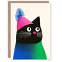 Winter Knit Hat Modern Cat Lover Xmas Christmas Card, thumbnail 1 of 4