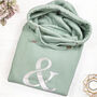 Sage Green Cowl Neck Hoodie With Silver Ampersand, thumbnail 1 of 2