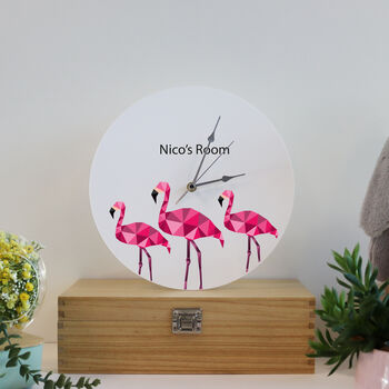 Printed Modern Flamingo Children's Clock, 2 of 2