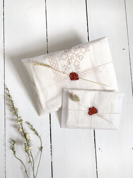 Organic Personalised Embroidered Muslin Swaddle Blossom, 3 of 4