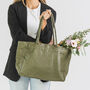 Olive Soft Leather Lined Tote Handbag, thumbnail 5 of 10
