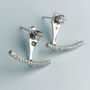 Sterling Silver Crystal Ear Jacket Stud Earrings, thumbnail 3 of 6