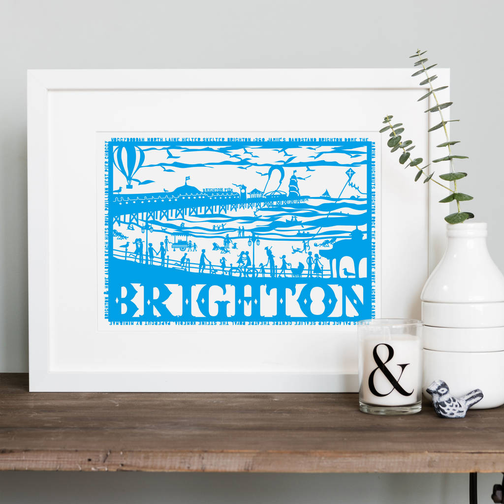 Brighton Seafront Folk Art Papercut · Brighton Turquoise Papercut