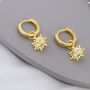 Sun Face Huggie Hoop Earrings In Sterling Silver, thumbnail 5 of 11