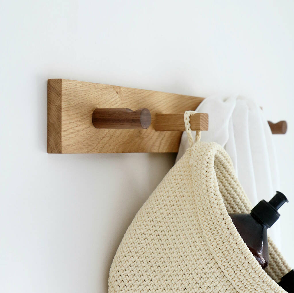 Handmade Solid Wood Peg Hooks By Martelo and Mo, Handcrafted Furniture