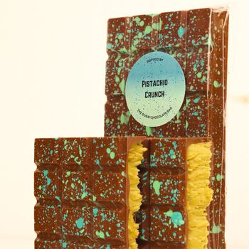Pistachio Spread And Kanafa Crunch Belgian Stuffed Chocolate Bar, 2 of 4
