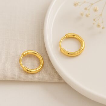 Mini 18ct Yellow Gold Plated Sleeper Hoop Earrings – 10mm, 2 of 5