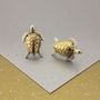 Turtle Stud Earrings In 18 Ct Gold On Silver, thumbnail 1 of 3