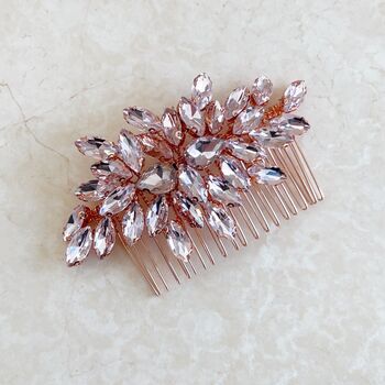 Blush Pink Crystal Hair Comb, 4 of 8
