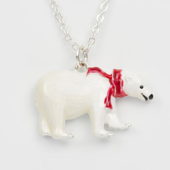 Cosy Polar Bear Silver Chain Necklace, 3 of 8