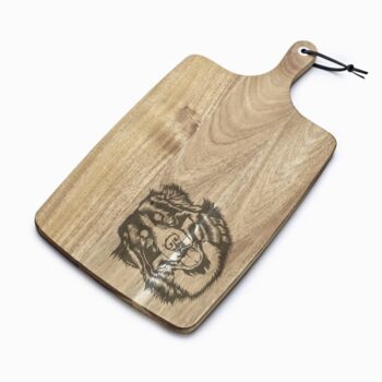 Personalised Bernese Mountain Dog Engraved Acacia Serving Board, 3 of 11