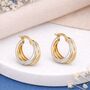 Solid 9ct Mixed Gold Double Hoop Earrings – 15mm, thumbnail 1 of 4
