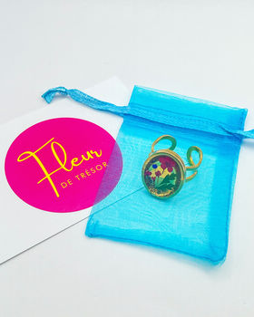 Mini Heart Ring With Real Forget Me Not Flower In Gold Or Silver Waterproof, 11 of 11