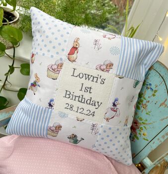 Peter Rabbit© 1st Birthday Cushion, 3 of 12