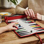 Personalised Bright Leather Travel Backgammon Set, thumbnail 1 of 6