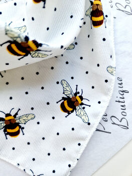 White Ivy Cord Bumble Bee Polka Dots Dog Bandana, 3 of 3