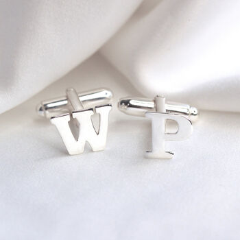 Sterling Silver Initial Letter Cufflinks, 3 of 7