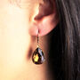 Large Dark Topaz Teardrop Rhinestone Drop Earrings, thumbnail 1 of 5