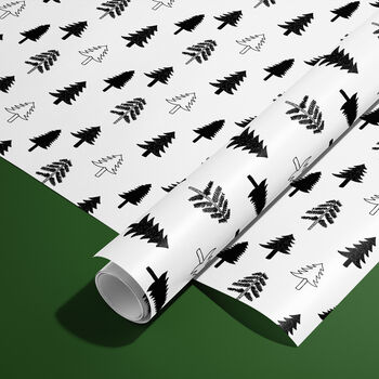 Black Christmas Tree Wrapping Paper Roll Or Folded, 2 of 3