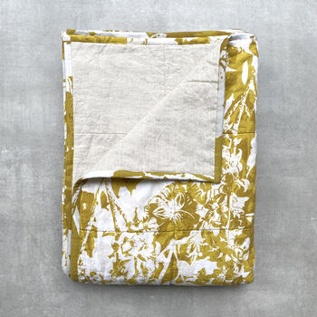 Everly Linen Quilted Throw Mustard Yellow, 2 of 8