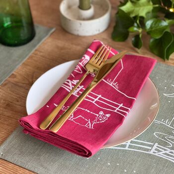 Winter Fox Linen Napkins Set Of Two, 6 of 7