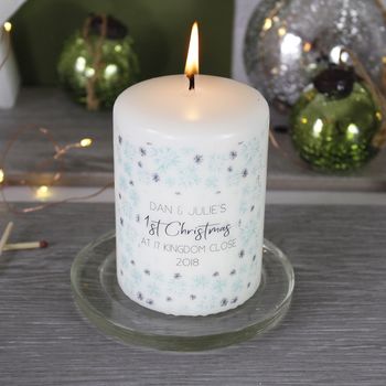 Personalised First Christmas New Home Snowflake Candle, 8 of 8