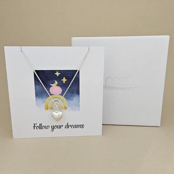 Boxed 'Follow Your Dreams' Heart Necklace Card, 2 of 3