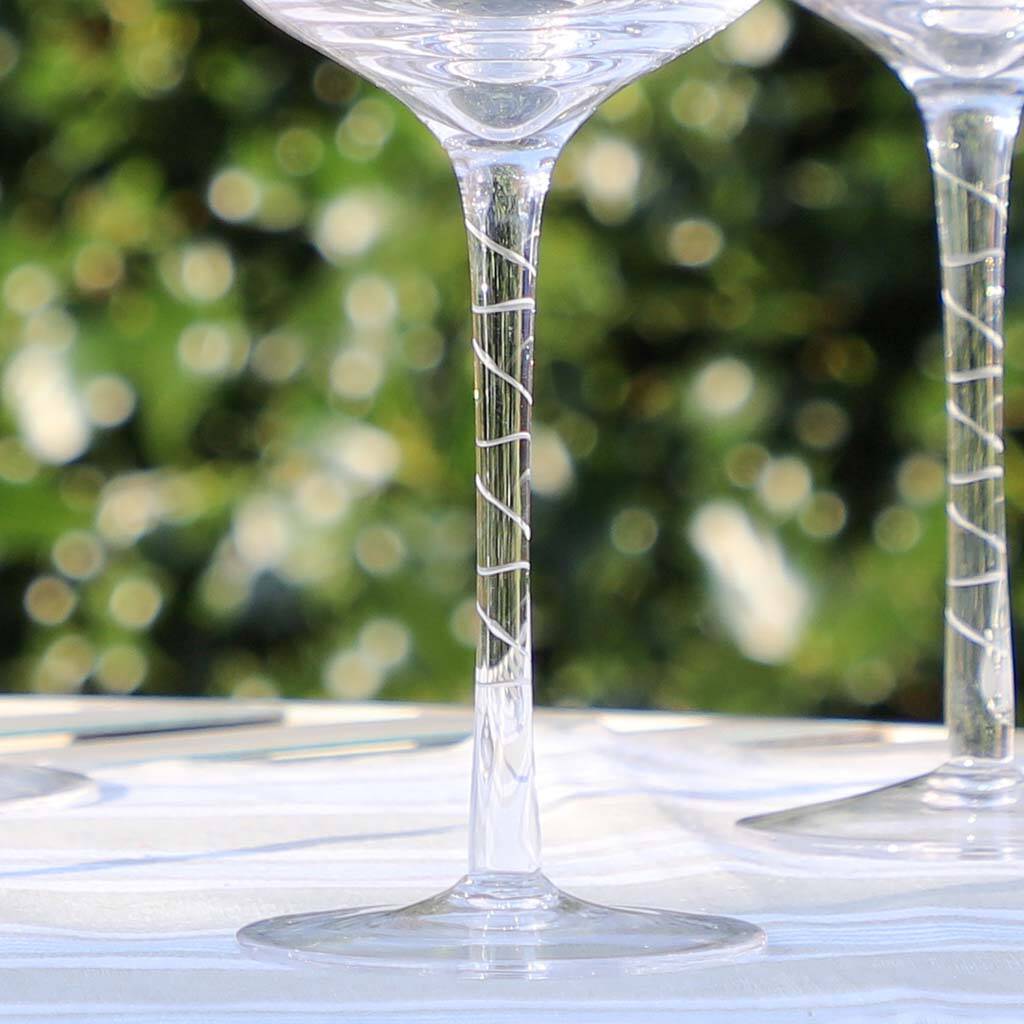 Set Of Six Leaf Etched Botanical Wine Glasses By Dibor