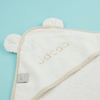 Personalised Large White Hooded Bath Towel, 2 of 5