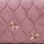 Embroidered Bee Cosmetic Pouch In Rose Pink, thumbnail 3 of 7