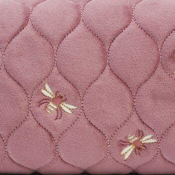 Embroidered Bee Cosmetic Pouch In Rose Pink, 3 of 7